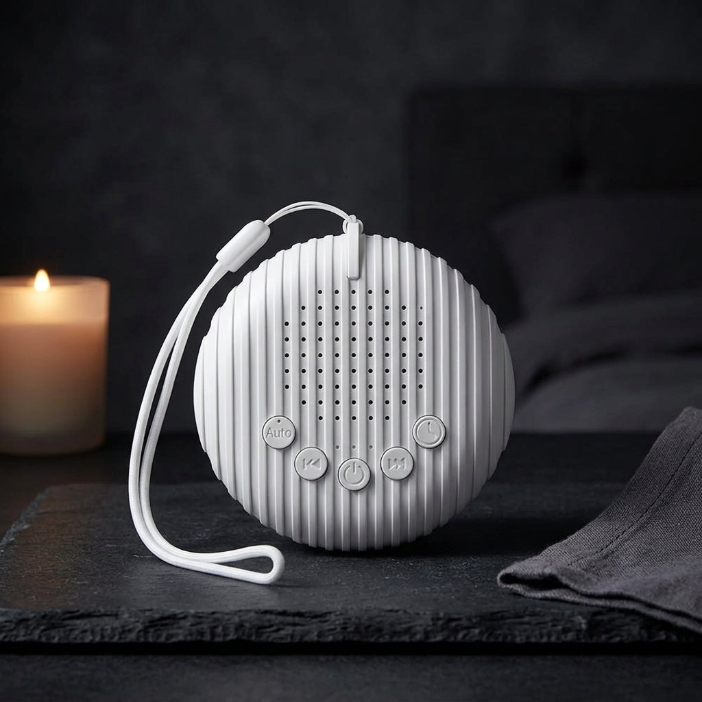 SoundSleep mini white noise machine round disc dark bedroom candle